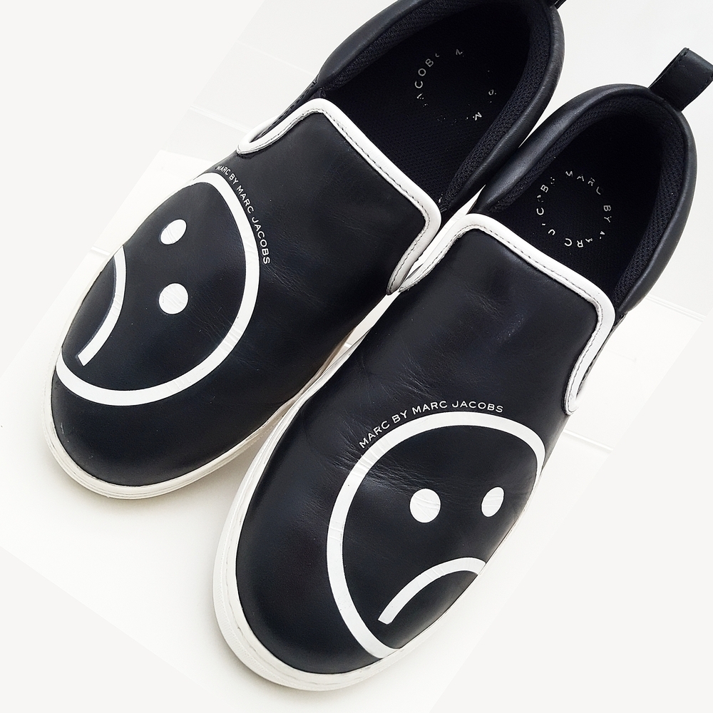 🍦90's Marc Jacobs🔥Sad Face☹ Broom Slio On Sneakers Shoes - Picture 3 of 7